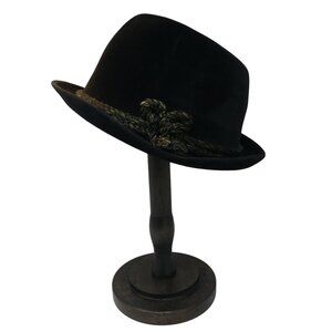 Vintage John Helmer P&C Habig Vienna Black Velvet Rope Detail Fedora Hat